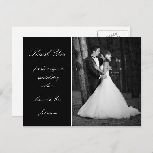 Mariage photo merci carte postale (Devant / Derrière)