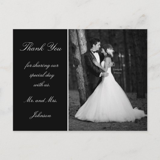 Mariage photo merci carte postale (Devant)