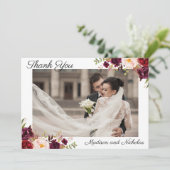 Mariage photo Merci Cartes avec Fleurs Marsala (Debout devant)