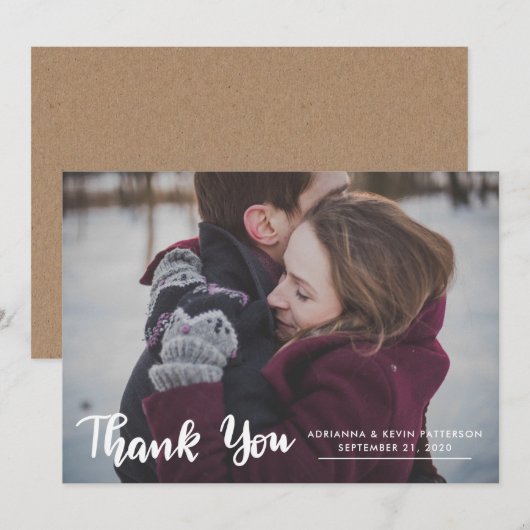 Mariage photo Merci de script papier Kraft (Devant / Derrière)