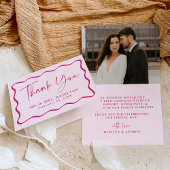 Mariage photo moderne à cadre rose ondulé Merci