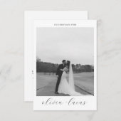 Mariage photo moderne à script simple Carte de rem (Devant / Derrière)