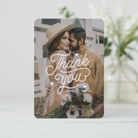 Mariage photo moderne Bold Typographie Merci (Debout devant)