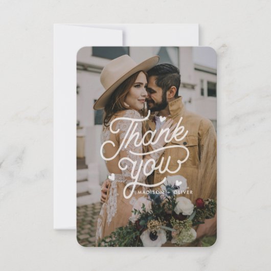 Mariage photo moderne Bold Typographie Merci (Devant)
