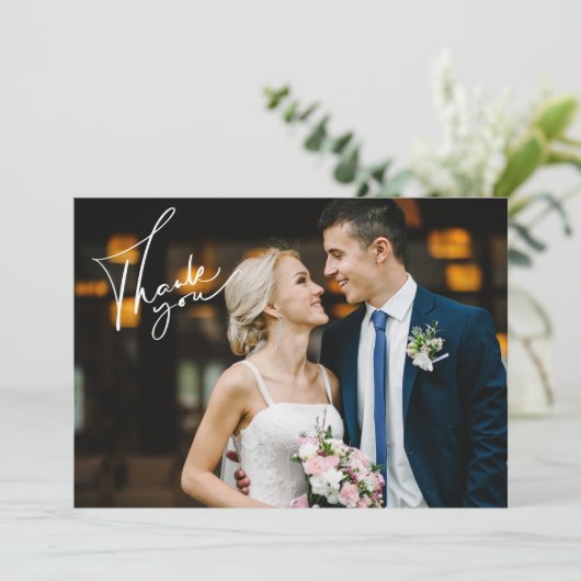 Mariage photo moderne Carte de remerciements (Debout devant)