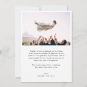 Mariage photo moderne Carte de remerciements (Dos)