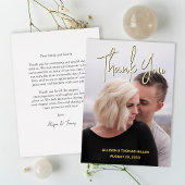 Mariage photo moderne Carte de remerciements Gold 
