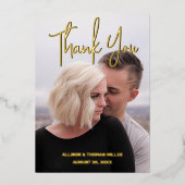 Mariage photo moderne Carte de remerciements Gold  (Recto)