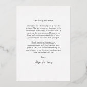 Mariage photo moderne Carte de remerciements Gold  (Verso)