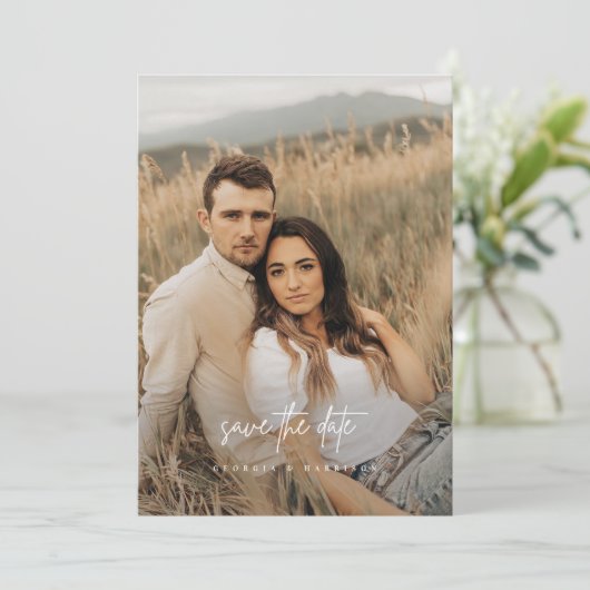 Mariage Photo Moderne Enregistrer La Carte Date In (Debout devant)