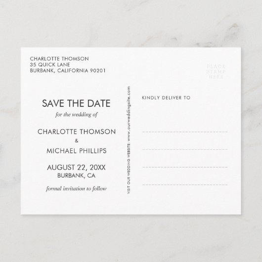 Mariage photo moderne Enregistrer la date Cartes p (Dos)