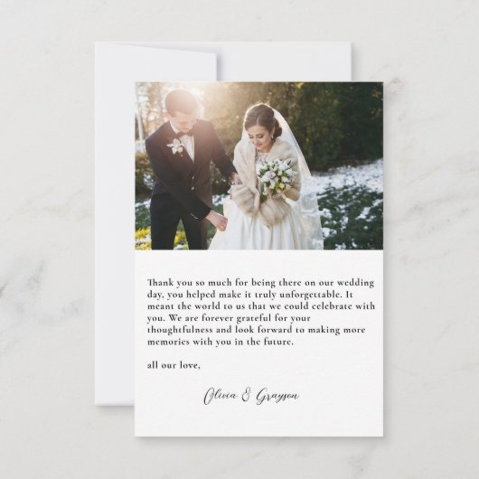 Mariage photo moderne simple Carte de remerciement (Dos)