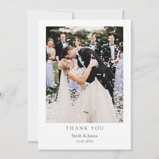 Mariage photo moderne simple Carte de remerciement (Devant)