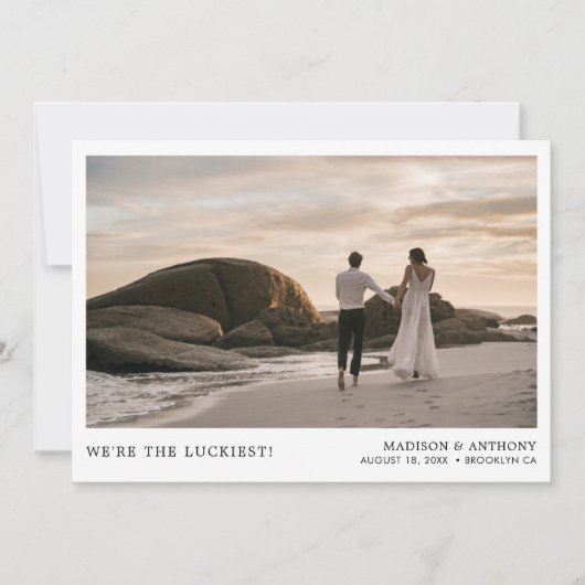 Mariage photo moderne simple Carte de remerciement (Devant)