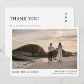 Mariage photo moderne simple Carte de remerciement (Devant / Derrière)