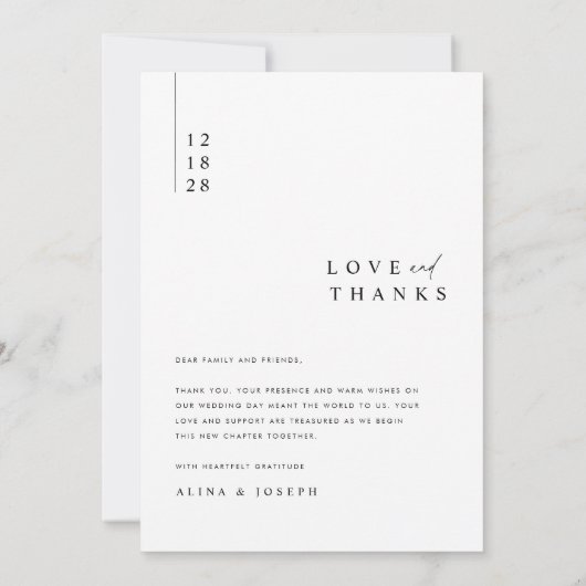 Mariage photo moderne simple Carte de remerciement (Dos)