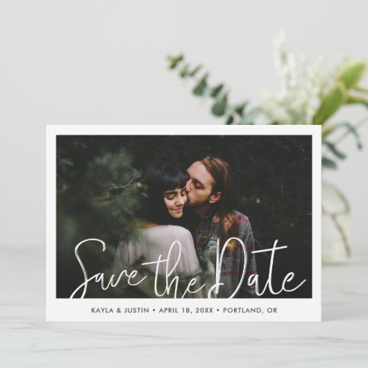 Mariage photo moderne simple Enregistrer la carte  (Debout devant)