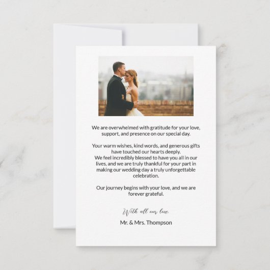 Mariage photo moderne simple Merci Note (Dos)