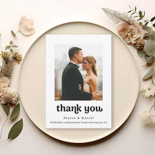 Mariage photo moderne simple Merci Note