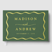 Mariage photo moderne vert et or Wavy Frame (Recto)