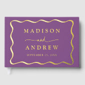 Mariage photo moderne violet et doré Wavy Frame (Recto)