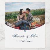 Mariage photo Navy Blue Fleur de Lis Étiquette de (Étiquettes simples)