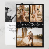 Mariage photo noir budget Carte de remerciements (Devant / Derrière)