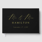 Mariage photo noir de script élégant moderne (Recto)
