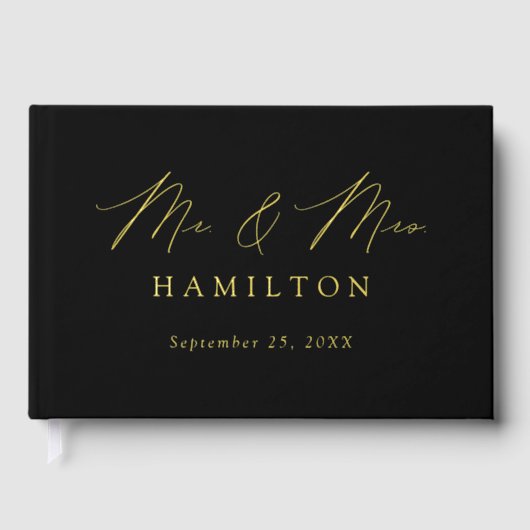 Mariage photo noir de script élégant moderne (Recto)