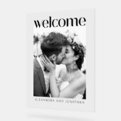 Mariage photo noir et blanc élégant Bienvenue (Angle)