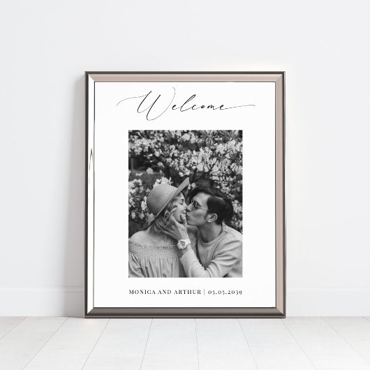 Mariage photo noir et blanc simple Affiche de bien