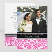 Mariage photo noir rose Invitation Renouveau Vow (Devant / Derrière)