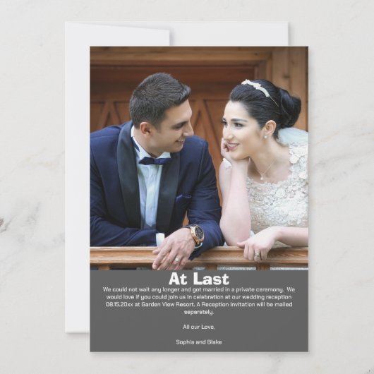 Mariage photo Pays blanc et gris Faire-part (Dos)