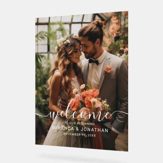 mariage photo personnalisé 'Bienvenue' (Angle)
