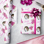Mariage photo personnalisé stock d'aquarelle rose<br><div class="desc">Papier d'emballage cadeau mariage personnalisé, avec une aquarelle originale de fleurs stocks rose foncé et les noms de vos propres couples, date de mariage, nom et message personnel des donneurs et une photo de votre couple heureux sur un arrière - plan blanc. Un excellent moyen de donner une touche personnalisée...</div>