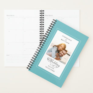 Mariage Photo personnalisée Aqua Blanc Élégant Scr