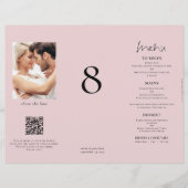 Mariage photo rose vif Table de menu Pas triplé (Devant)
