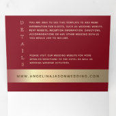 Mariage photo rouge et or Invitation à trois volet (Intérieur en premier)