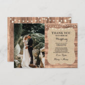 Mariage photo rustique Carte de remerciements Burl (Devant / Derrière)
