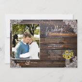 Mariage photo Rustique tournesols Invitation Modèl (Devant)