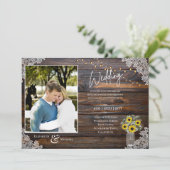 Mariage photo Rustique tournesols Invitation Modèl (Debout devant)