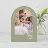 Mariage photo Sage Carte de remerciements (Debout devant)