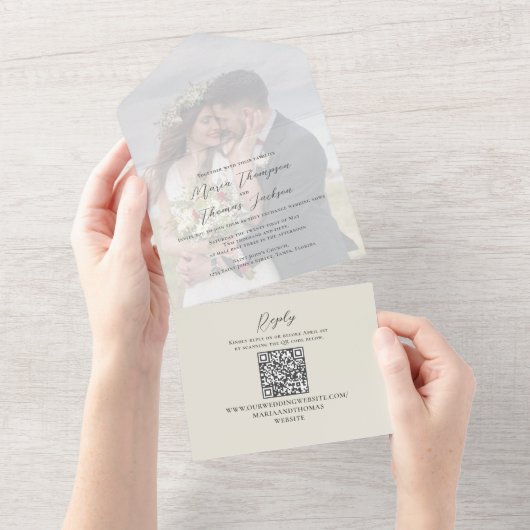 Mariage photo Sage Green Code Qr Modèle (Déchirure)