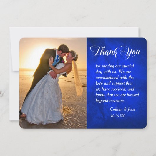 Mariage photo Silver Leaf Bleu brillant Merci (Devant)