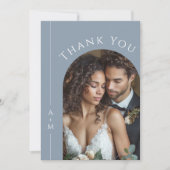 Mariage photo simple Dusty Blue Monogram Merci (Devant)