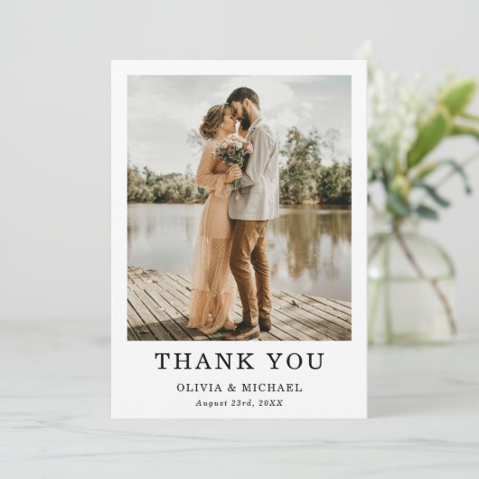 Mariage Photo Simple Elegant Script Carte de remer (Debout devant)