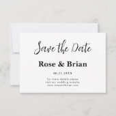 Mariage photo simple et élégant Invitation de date (Dos)