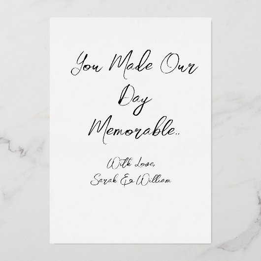 Mariage photo simple Merci Foil Carte de vacances (Verso)