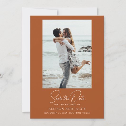 Mariage Photo Terracotta Save The Date (Devant)