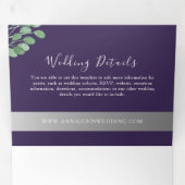 Mariage photo violet Invitation à trois volets (Intérieur en premier)